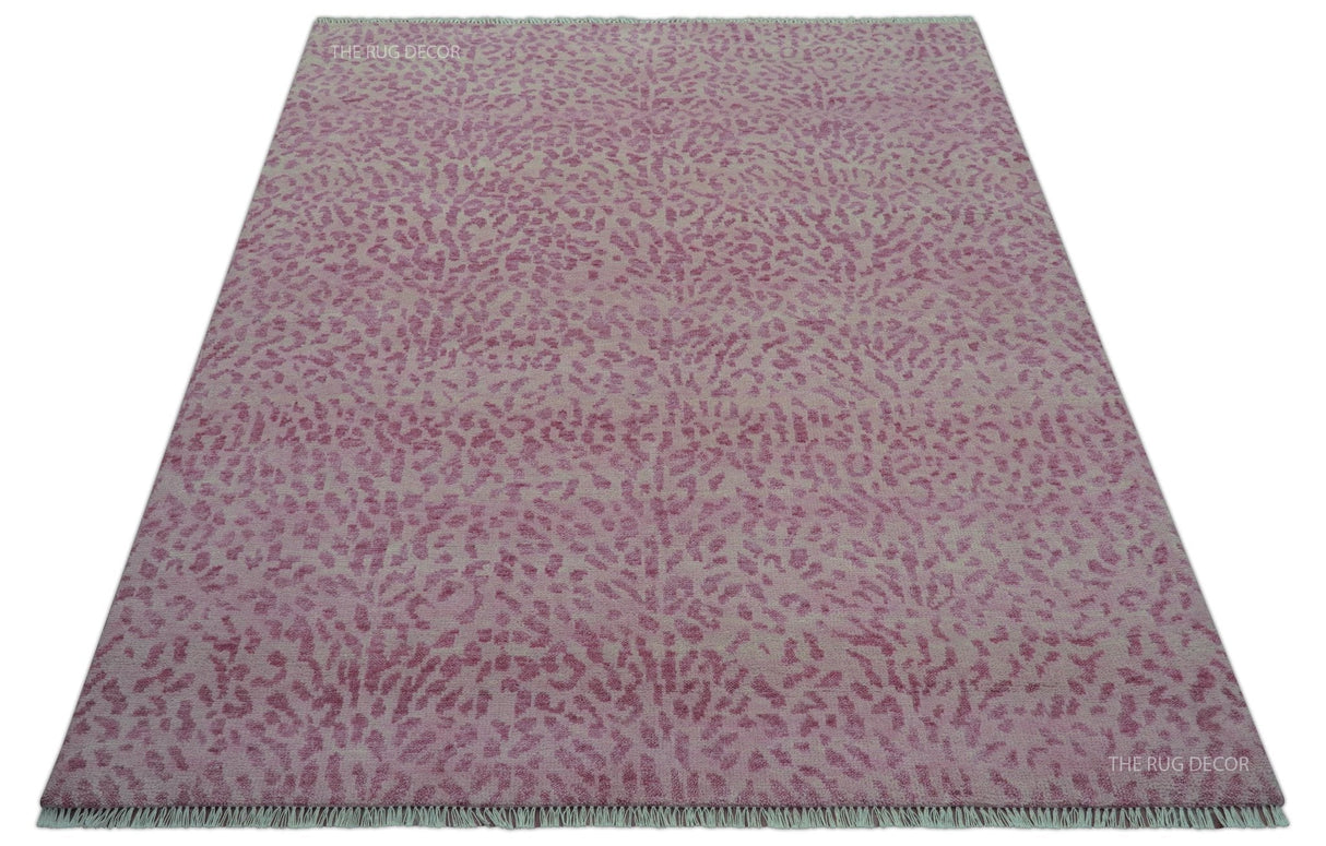 Quick Ship 8x10 Pink Contemporary Animal Pattern Hand Knotted Wool Rug
