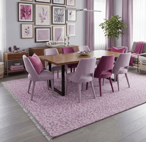 Quick Ship 8x10 Pink Contemporary Animal Pattern Hand Knotted Wool Rug