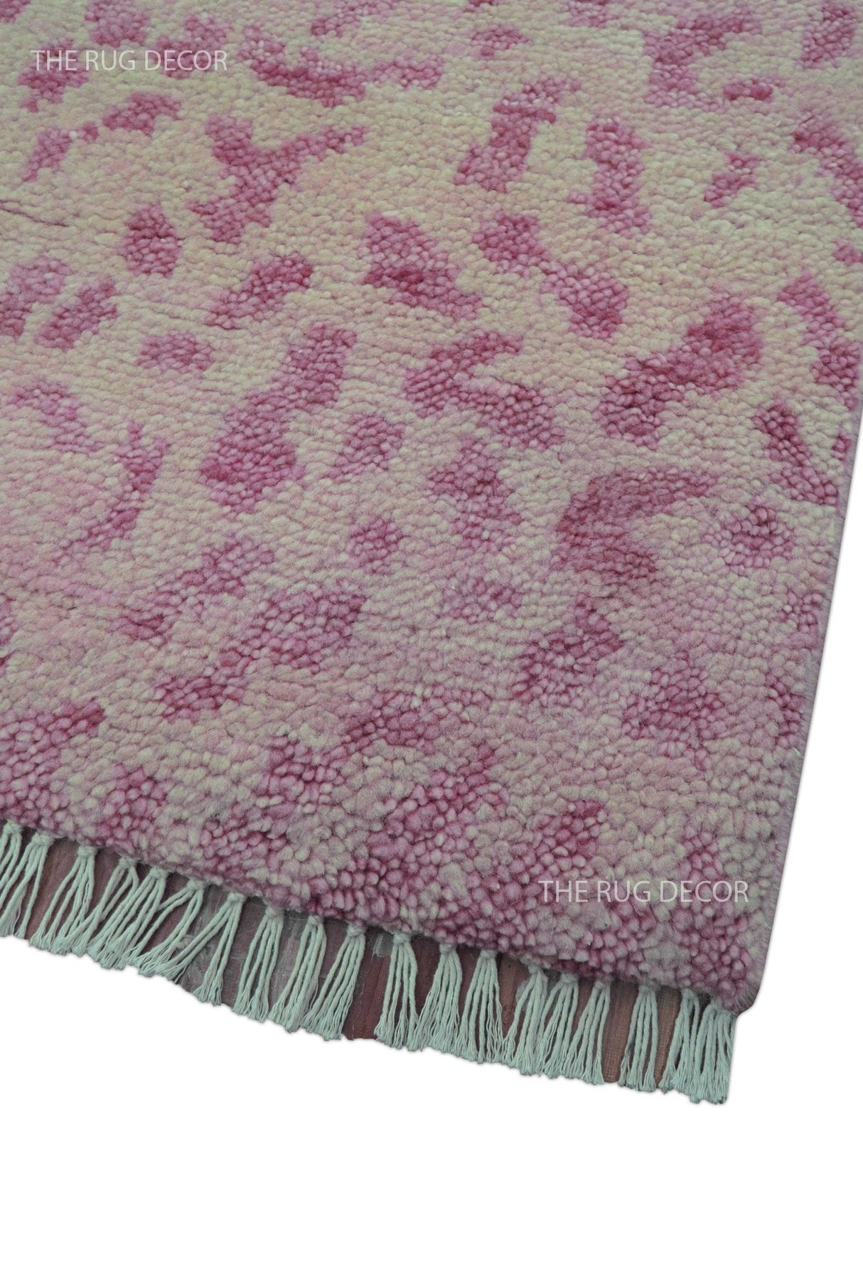 Quick Ship 8x10 Pink Contemporary Animal Pattern Hand Knotted Wool Rug