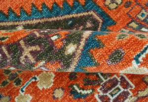 Quick Ship 8x8 Round Rust and Brown Traditional Oriental Hand Knotted Area Rug