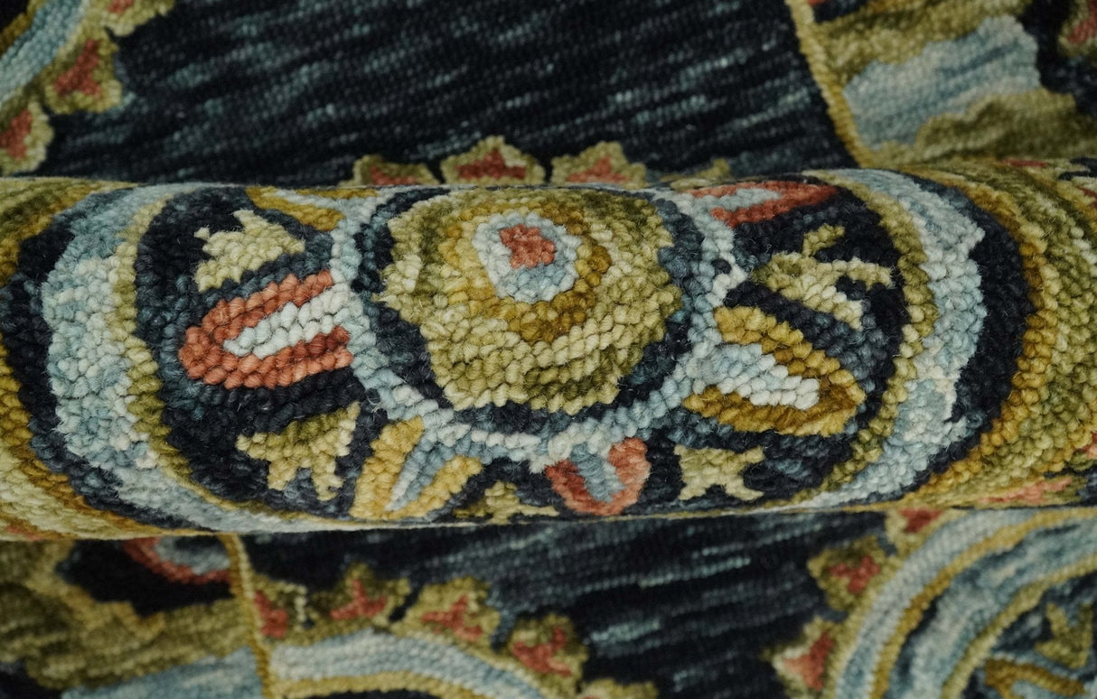 Quick Ship Gold And Black Traditional Design Hand Tufted 3x5 Wool Rug