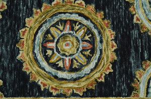 Quick Ship Gold And Black Traditional Design Hand Tufted 3x5 Wool Rug