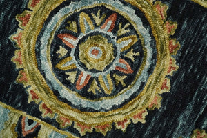 Quick Ship Gold And Black Traditional Design Hand Tufted 3x5 Wool Rug