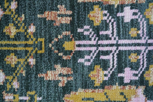 Quick Ship Hand Knotted 2x3 Tree of life Green And Mustard Wool Rug