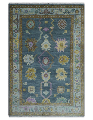 Quick Ship Hand Knotted 4x6 Charcoal And Brown Wool Rug