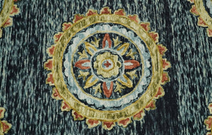 Quick Ship Hand Tufted 5x8 Gold And Black Traditional Design Wool Rug