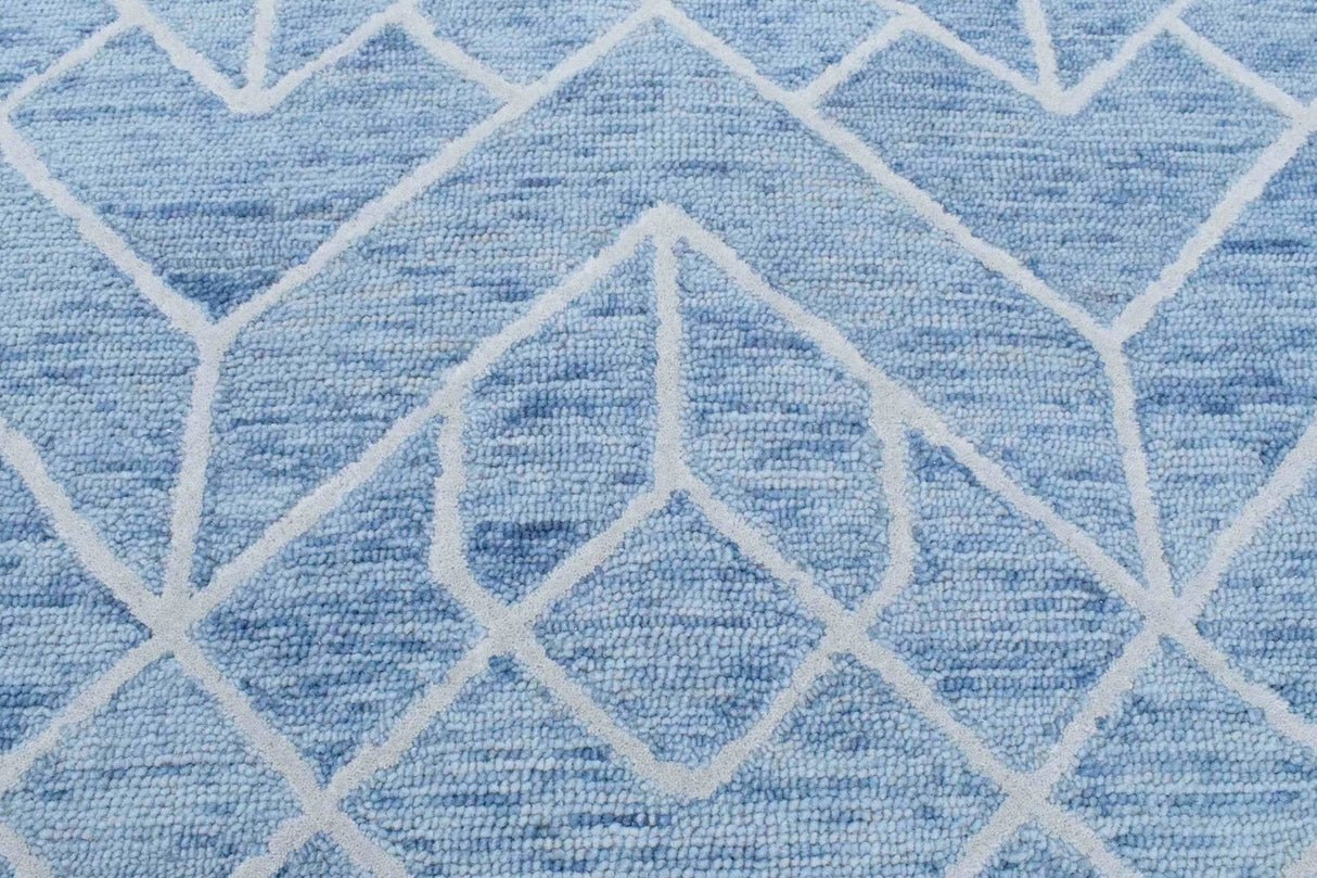 Quick Ship Modern Contemporary Blue And White Hand Tufted 5x8 Wool Rug