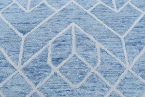 Quick Ship Modern Contemporary Blue And White Hand Tufted 5x8 Wool Rug