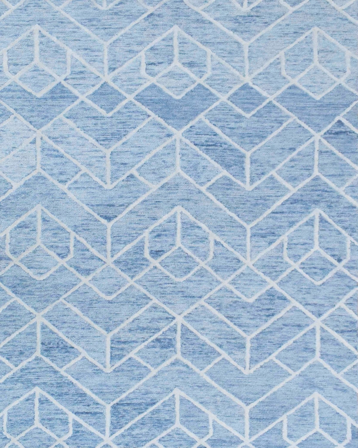 Quick Ship Modern Contemporary Blue And White Hand Tufted 5x8 Wool Rug