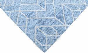Quick Ship Modern Contemporary Blue And White Hand Tufted 5x8 Wool Rug