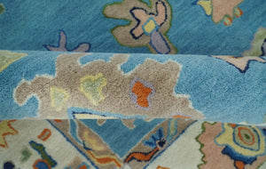 Quick Ship Modern Oushak Blue And Ivory Hand Tufted 4x6 Wool Rug