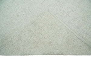 Quick Ship Modern Solid Design White Hand Loom 8x10 Wool Rug