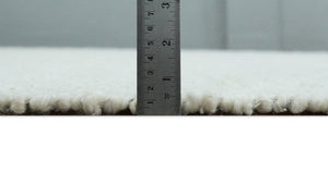 Quick Ship Modern Solid Design White Hand Loom 8x10 Wool Rug