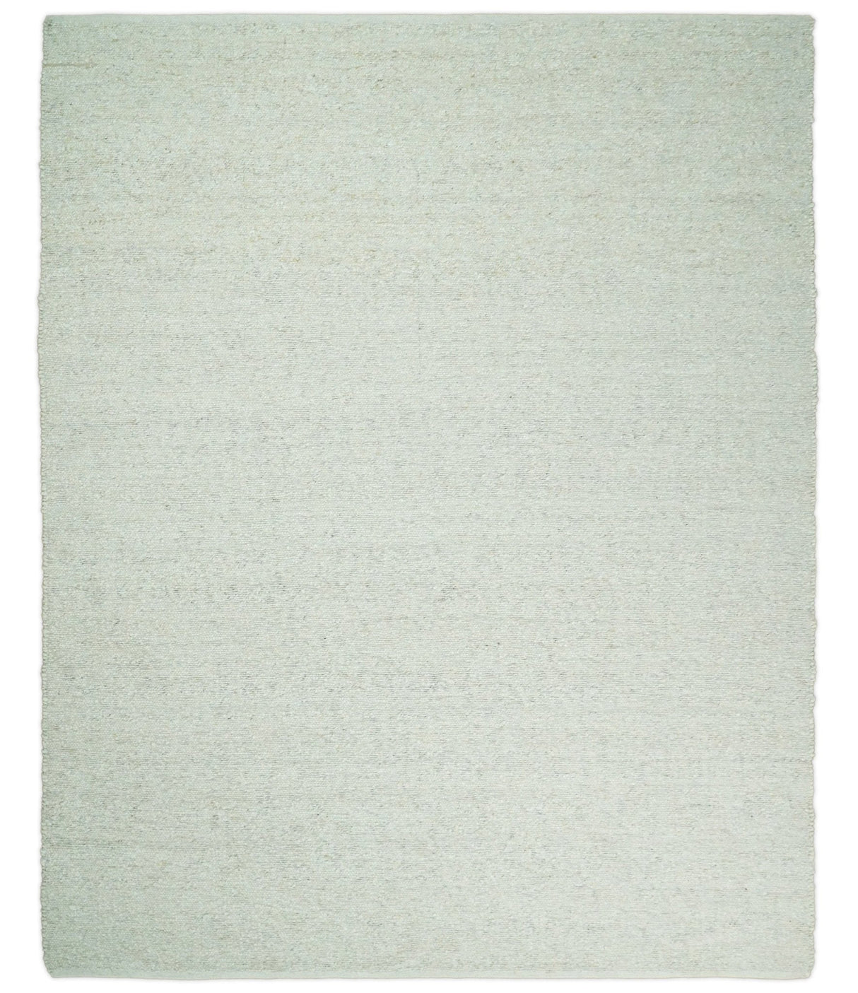 Quick Ship Modern Solid Design White Hand Loom 8x10 Wool Rug