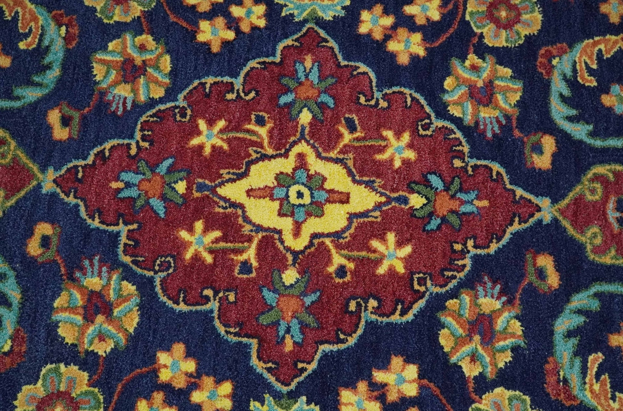 Quick Ship Red And Blue Traditional Design Hand Tufted 3x5 Wool Rug