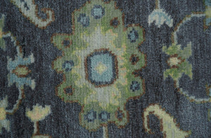 Quick Ship Small 5x5 Traditional Oushak Blue And Beige Hand Knotted Wool Rug