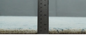 Quick Ship Teal And Ivory Modern Contemporary Hand Tufted 5x8 Wool Rug