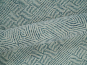 Quick Ship Teal And Ivory Modern Contemporary Hand Tufted 5x8 Wool Rug
