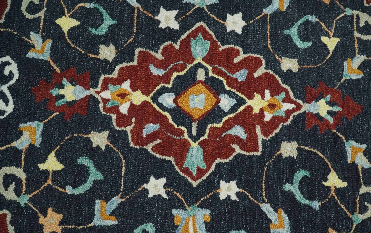 Quick Ship Traditional Charcoal And Maroon Hand Tufted 3x5 Wool Rug