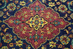 Quick Ship Traditional Design Red And Blue Hand Tufted 5x8 Wool Rug