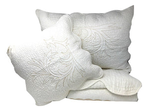 DaDa Bedding Elegant White Floral Beige Matelassé 100% Cotton Coverlet 5Pcs Bedspread Set - King Size (DXJ101796)