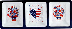 Stars and Stripes 3 Section Relish Tray
