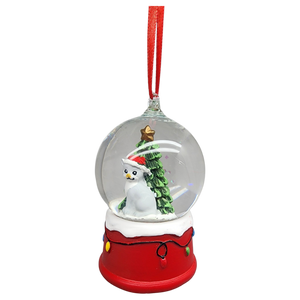 Charming Kitty Snow Globe Ornament - Grey Cat