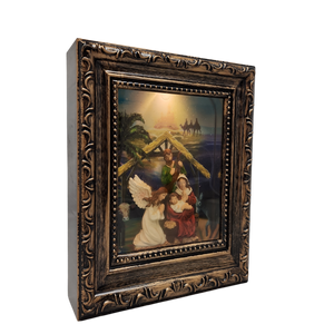 Lighted Spinning Waterglobe Nativity Frame