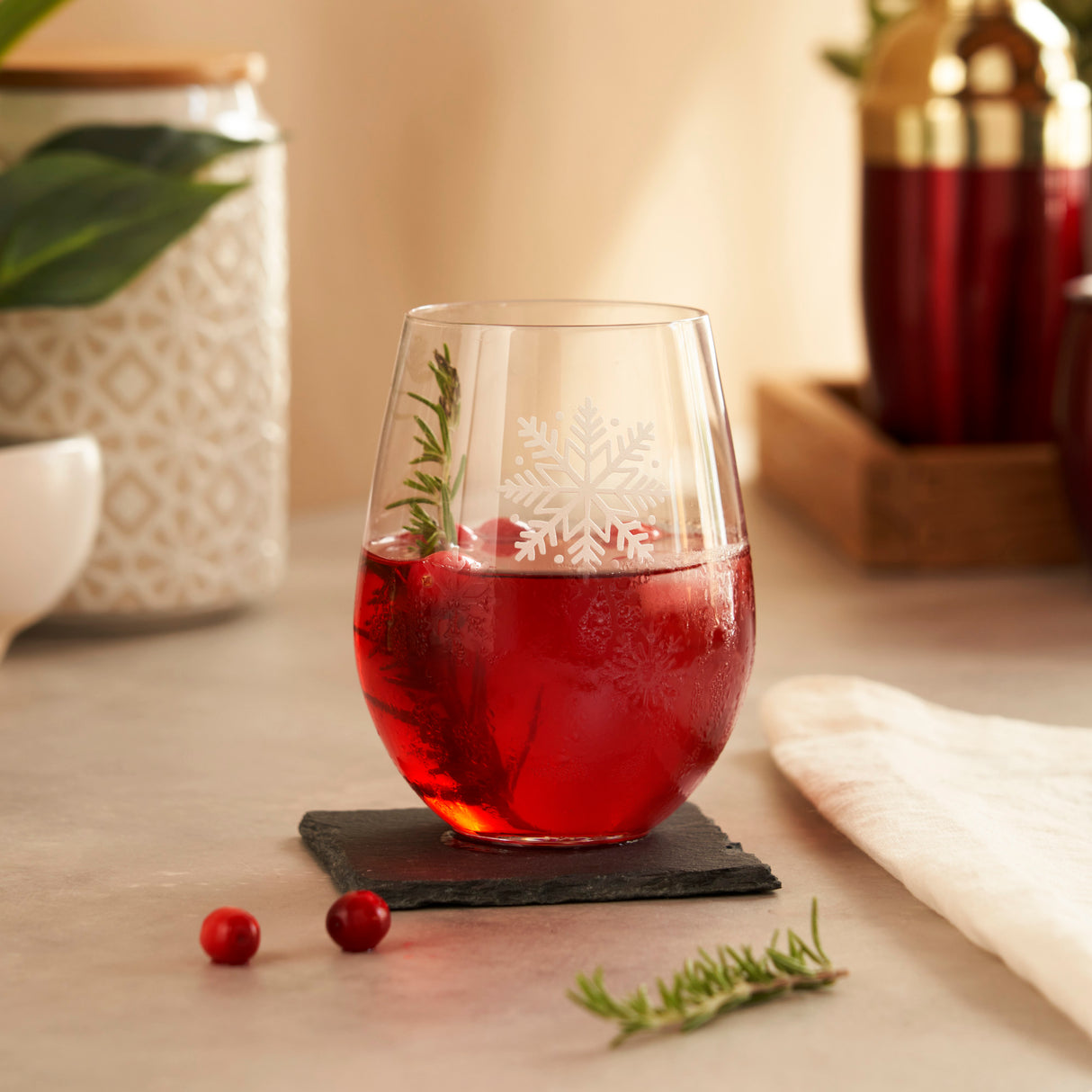 Scattered snowflakes stemless wine glass by twine®