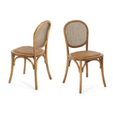 Qyros Dining Chair with Round Backrest and Curved Legs, Set of 2 - Dining Chairs
