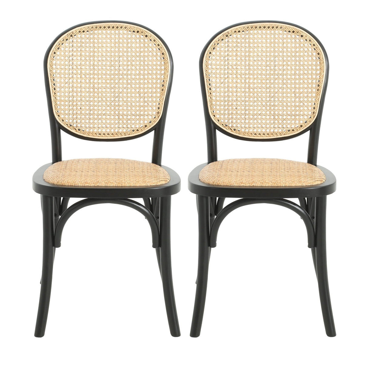 Qyros Dining Chair with Round Backrest and Curved Legs, Set of 2 - Dining Chairs