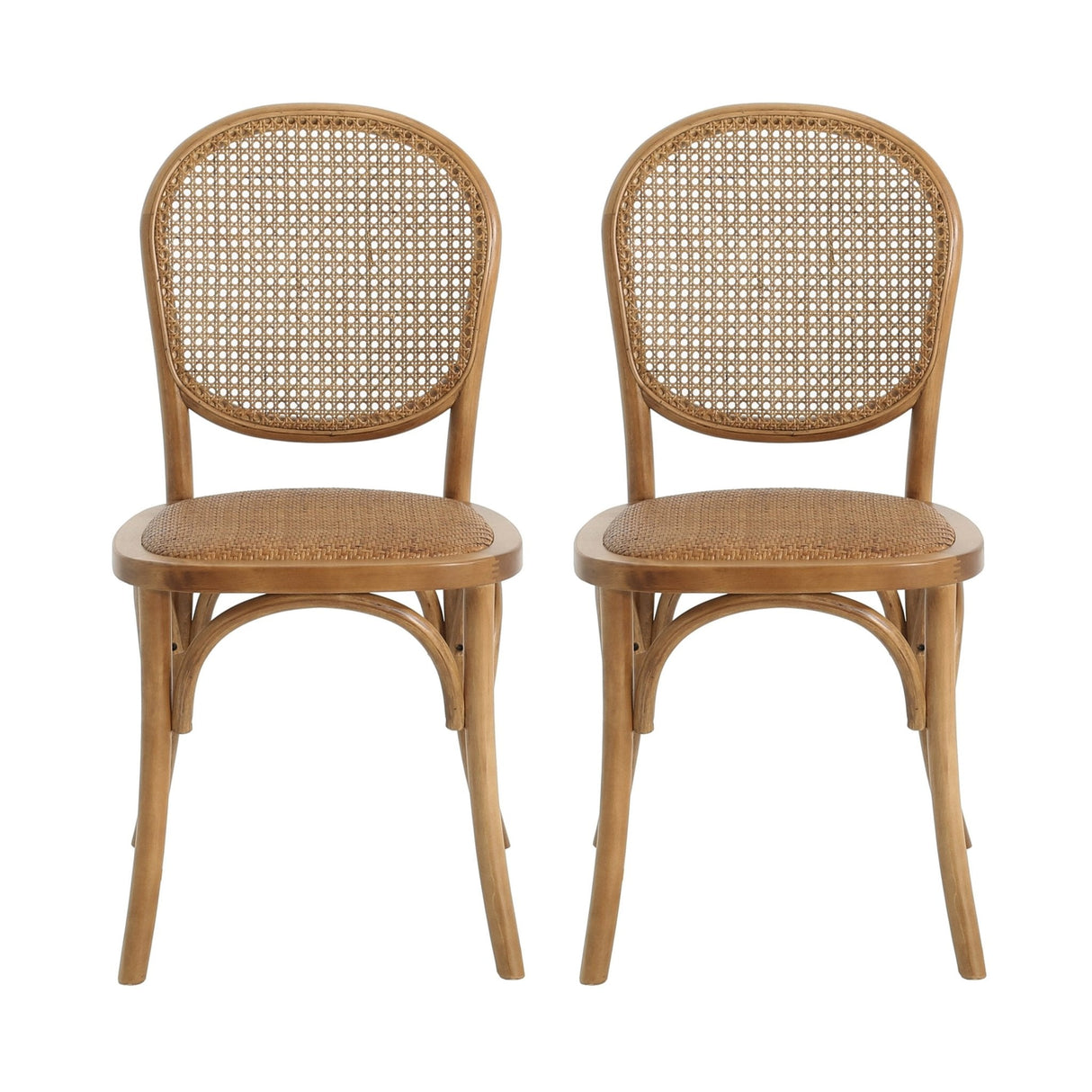 Qyros Dining Chair with Round Backrest and Curved Legs, Set of 2 - Dining Chairs