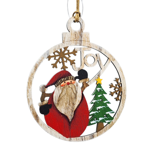 Wooden Ornament - Joyful Santa