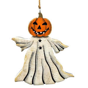 Ghostly Jack O Lantern  Wooden Ornament