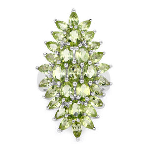 8.89 Carat Genuine Peridot .925 Sterling Silver Ring
