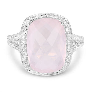5.80 Carat Genuine Rose Quartz .925 Sterling Silver Ring