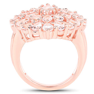 18K Rose Gold Plated 4.55 Carat Genuine Morganite .925 Sterling Silver Ring