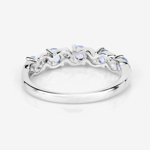 0.54 Carat Genuine Aquamarine and White Topaz .925 Sterling Silver Ring