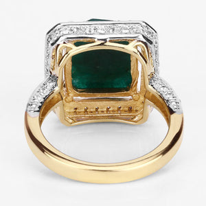 5.18 Carat Dyed Emerald and White Topaz .925 Sterling Silver Ring