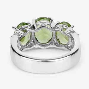 4.14 Carat Genuine Peridot and White Topaz .925 Sterling Silver Ring