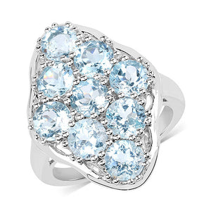 5.40 Carat Genuine Blue Topaz .925 Sterling Silver Ring