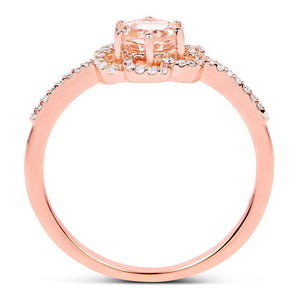 0.54 Carat Genuine Morganite and White Diamond 14K Rose Gold Ring