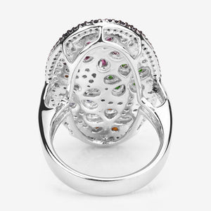 5.01 Carat Genuine Multi Stones .925 Sterling Silver Ring