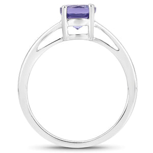 0.95 Carat Genuine Tanzanite .925 Sterling Silver Ring