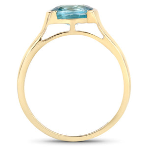 2.00 Carat Genuine Blue Zircon .925 Sterling Silver Ring
