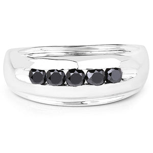 0.50 Carat Genuine Black Diamond .925 Sterling Silver Ring