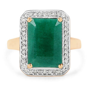 5.71 Carat Dyed Emerald and White Diamond 14K Yellow Gold Ring