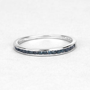0.20 Carat Genuine Blue Diamond .925 Sterling Silver Ring