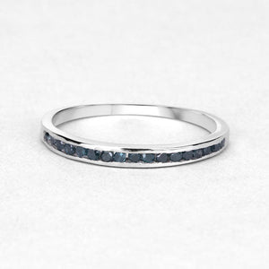 0.20 Carat Genuine Blue Diamond .925 Sterling Silver Ring
