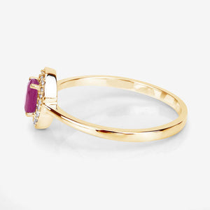 0.33 Carat Genuine Ruby and White Diamond 14K Yellow Gold Ring